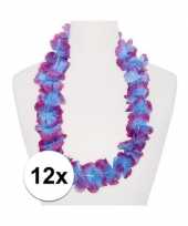 12x hawaii bloemenkransen paars blauw