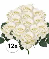 12x witte roos 31 cm kunstplant