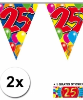 2 x leeftijd vlaggenlijnen 25 jaar met sticker