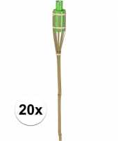 20x groene bamboe oliefakkel voor in de tuin 65 cm