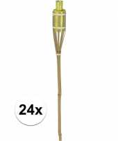 24x gele bamboe oliefakkel voor in de tuin 65 cm