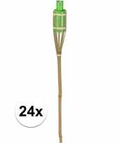 24x groene bamboe oliefakkel voor in de tuin 65 cm