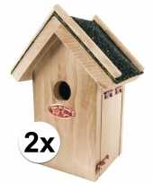 2x vogelhuisjes van hout 16x22 cm
