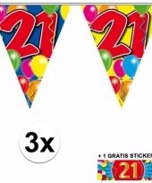 3 x leeftijd slinger 21 jaar met sticker