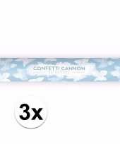 3x confetti knaller witte vlinder 40 cm