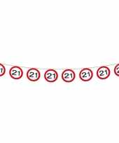3x feestartikelen slinger versiering 21 jaar verkeersborden 12 meter