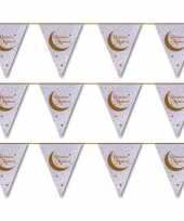 3x feestartikelen wit gouden ramadan vlaggenlijn eid mubarak 6 meter
