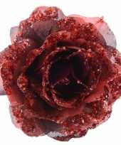 3x kerstboom decoratie roos rood 14 cm