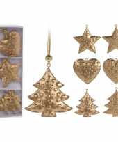 3x kerstboom versiering gouden hangers metaal 6 cm