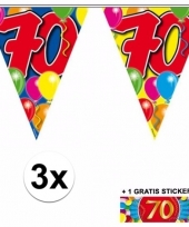 3x leeftijd slinger 70 jaar met sticker