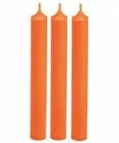 3x oranje dinerkaarsen 18 cm