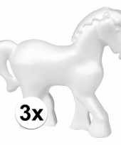 3x paard gemaakt van piepschuim 15 cm