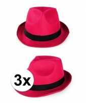 3x voordelige party gleufhoedjes roze