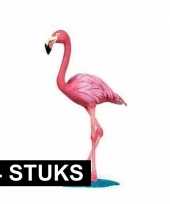 4x plastic dieren flamingootjes van 8 cm