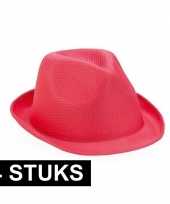 4x roze trilby feesthoedje