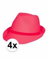 4x voordelige roze pink party hoedjes
