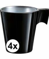 4x zwarte espresso koffie kop