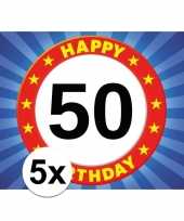 5x abraham sarah vijftig 50 jaar stopbord sticker decoratie versiering 7x 10 cm