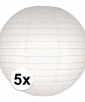 5x bol lampionnen in het wit 25 cm