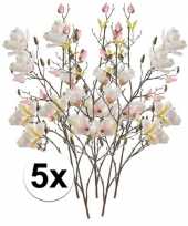 5x creme magnolia kunstbloemen tak 105 cm