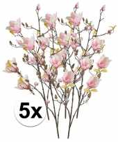 5x roze magnolia kunstbloemen tak 105 cm