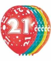 5x verjaardag 21 jaar heliumballonnen 30 cm