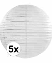 5x witte bol lampionnen van 35 cm