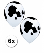 6 ballonnen met vlekken van koe 28 cm