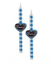 6 blauw en witte taartkaarsjes
