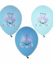 6x blauwe flamingo thema ballonnen