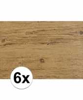 6x kantoor bureau onderlegger hout look bruin 45 x 30 cm
