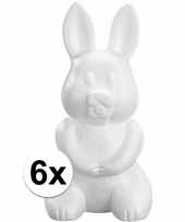 6x konijn gemaakt van piepschuim 23 cm