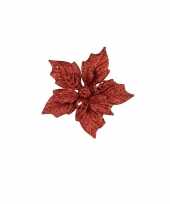 6x rode decoratie bloem 12 cm op clip