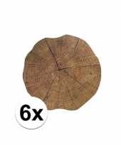 6x stuks boomstronk onderleggers placemats 35 cm