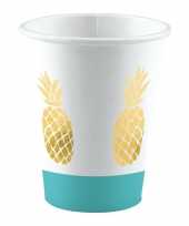 8x ananas thema bekertjes 250 ml