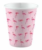 8x flamingo thema bekertjes 250 ml