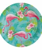 8x hawaii thema bordjes flamingo 23 cm
