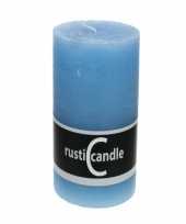 Blauwe rustieke stompkaars 13 cm