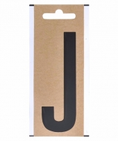 Boot sticker letter j zwart 10 cm