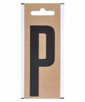 Boot sticker letter p zwart 10 cm