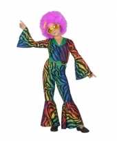 Carnaval feest gekleurde disco jumpsuit verkleedoutfit voor meisjes