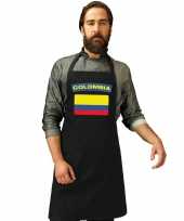 Colombia vlag barbecueschort keukenschort zwart volwassenen