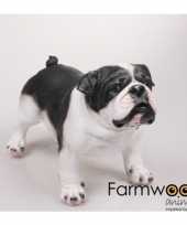 Decoratie beeld staande engelse bulldog honden zwart wit 41 cm