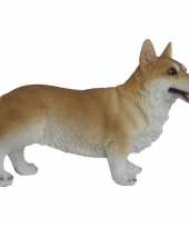 Decoratie dieren honden beeldjes welsh corgi 32 cm