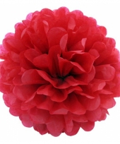 Decoratie pompom rood 35 cm