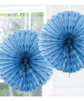 Decoratie waaiers blauw 45 cm