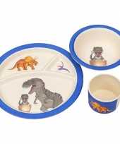 Dinosaurus thema bamboe kinderservies set 3 delig