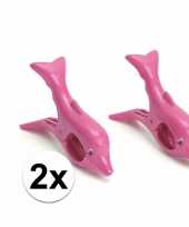 Dolfijnen handdoeken knijpers roze 2 stuks