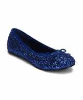 Donkerblauwe ballerina schoenen met glitters