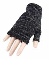 Feestartikelen gebreide vingerloze polsjes handschoenen grijs voor volwassenen